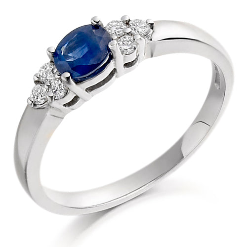Blue Sapphire &amp; Diamond Accent Ring