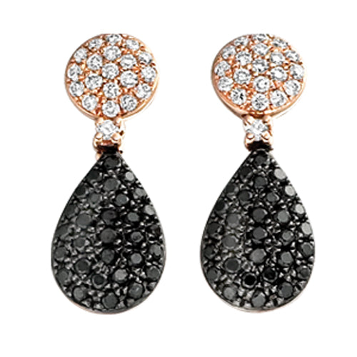 Black Diamond & Diamond Cluster Drop Earrings