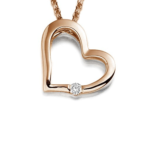 Single Diamond Heart Pendant