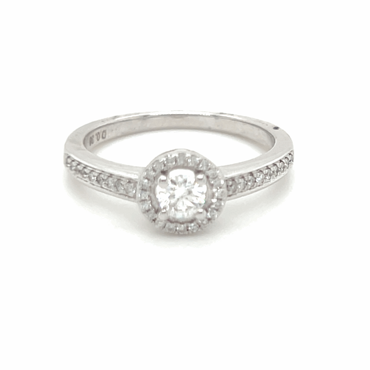 0.40ct Round Cut Halo Diamond Shoulder Ring 9ct White Gold
