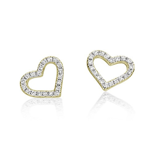 A pair of heart-shaped stud earrings