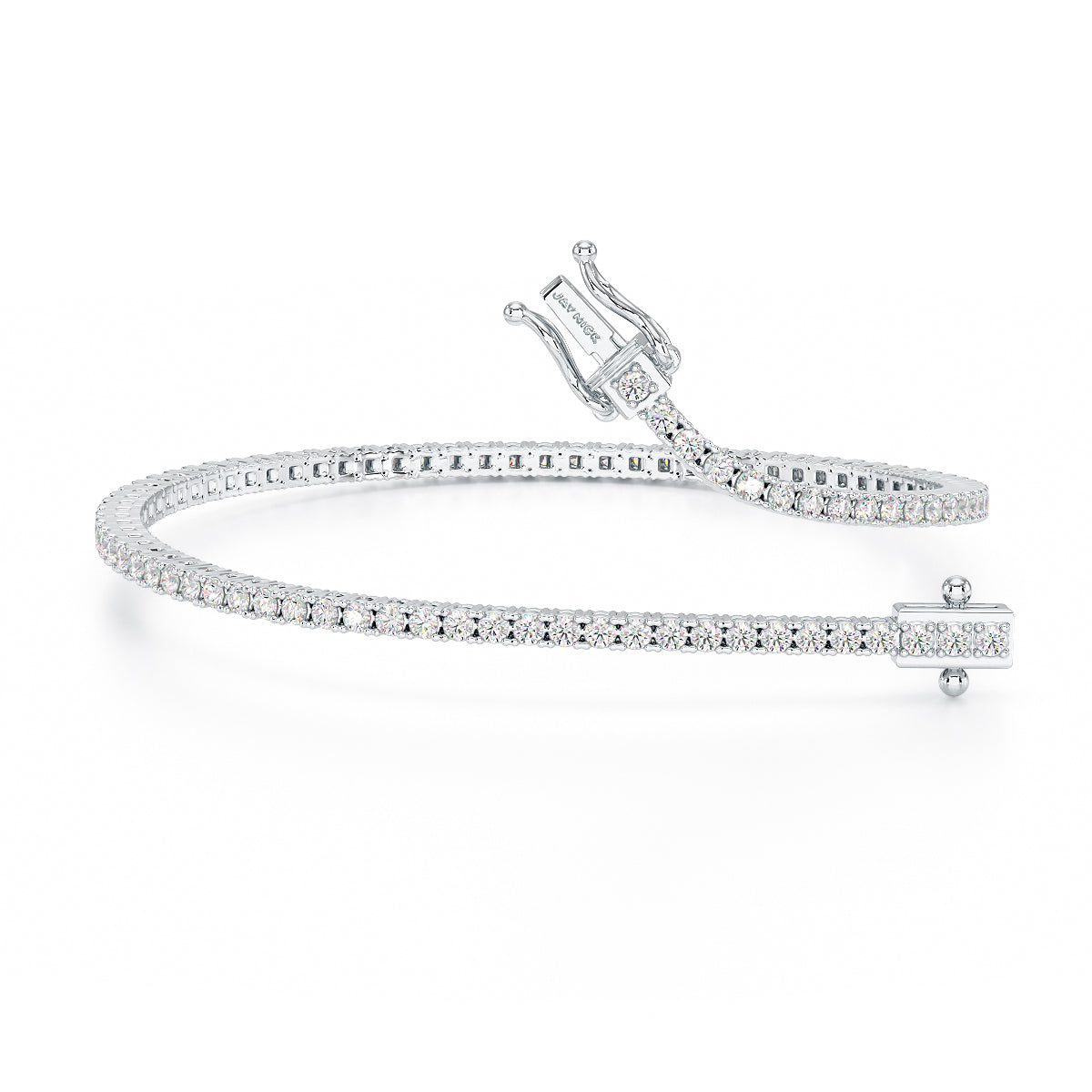 Four Prong Diamond Tennis Bracelet in white gold or platinum, open view