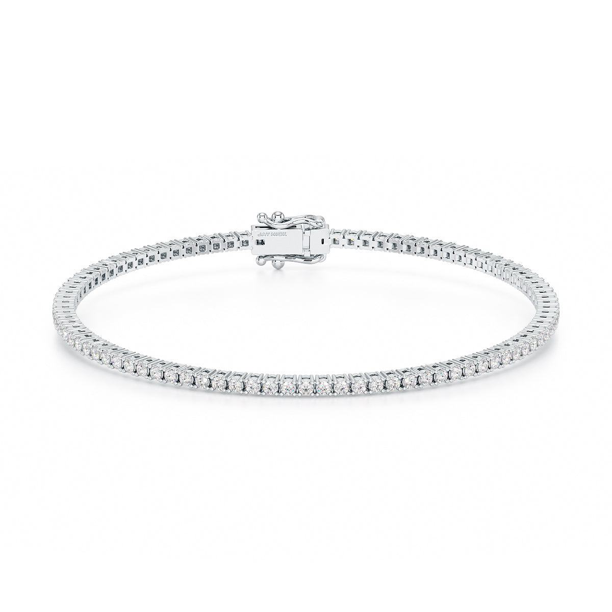 Four Prong Diamond Tennis Bracelet in white gold or platinum, closed view