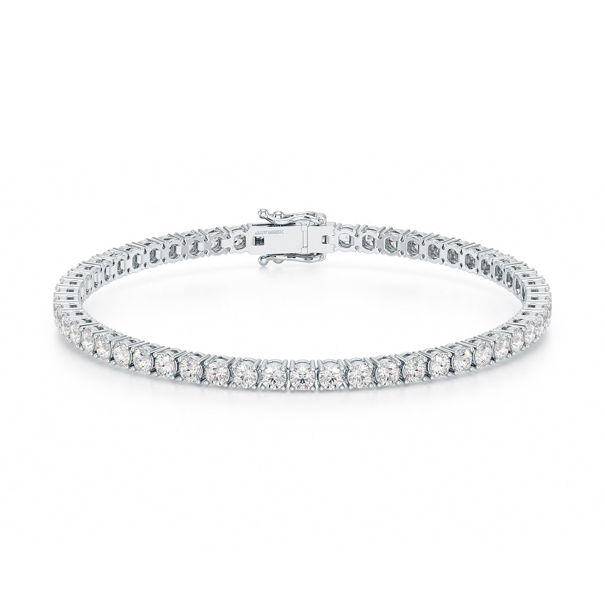 Four Prong Diamond Tennis Bracelet in white gold or platinum, open view