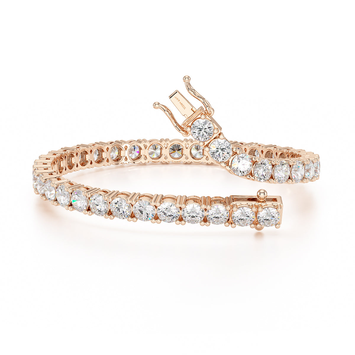 Four Prong Diamond Tennis Bracelet in rose gold, open view