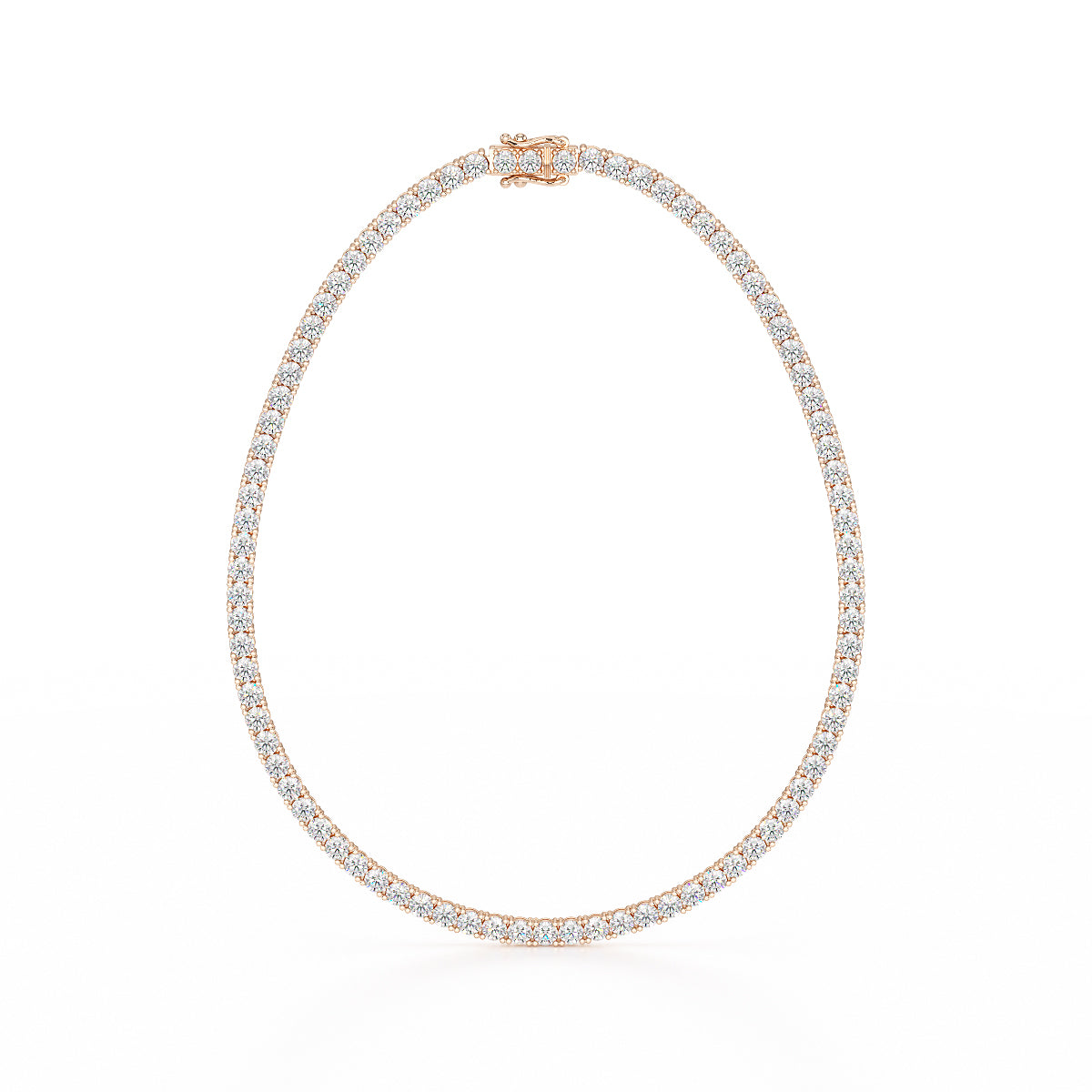 11.00ct Four Prong Yellow Gold Tennis Necklace Closed View