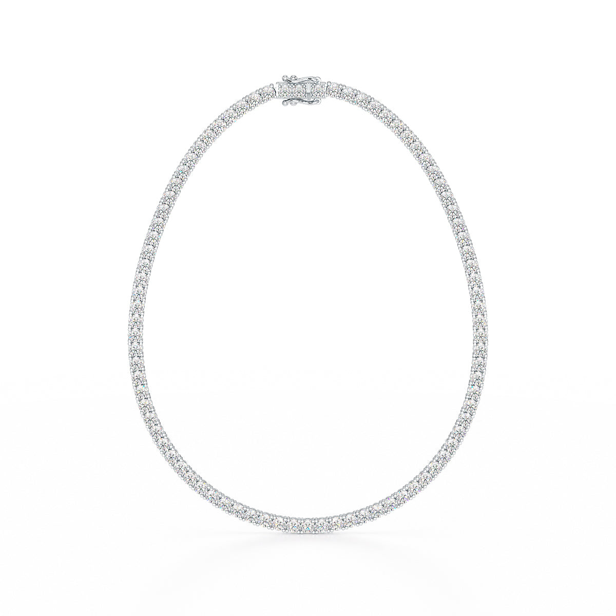 11.00ct Four Prong White Gold Platinum Tennis Necklace Closed View