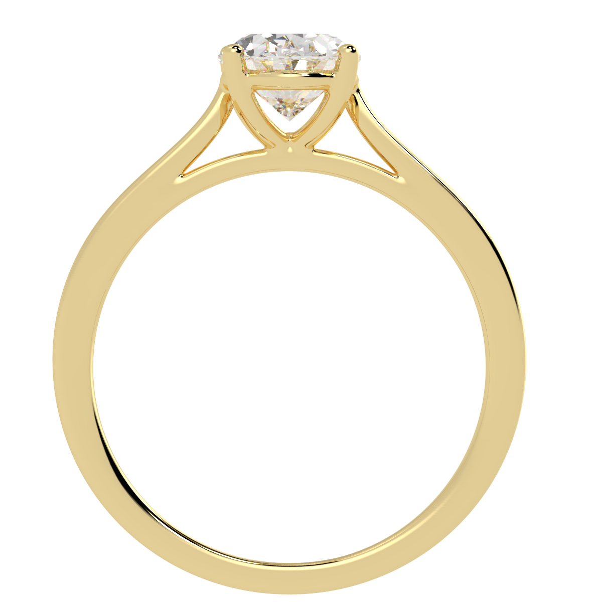 Oval Cut Solitaire Ring in yellow gold, flat view