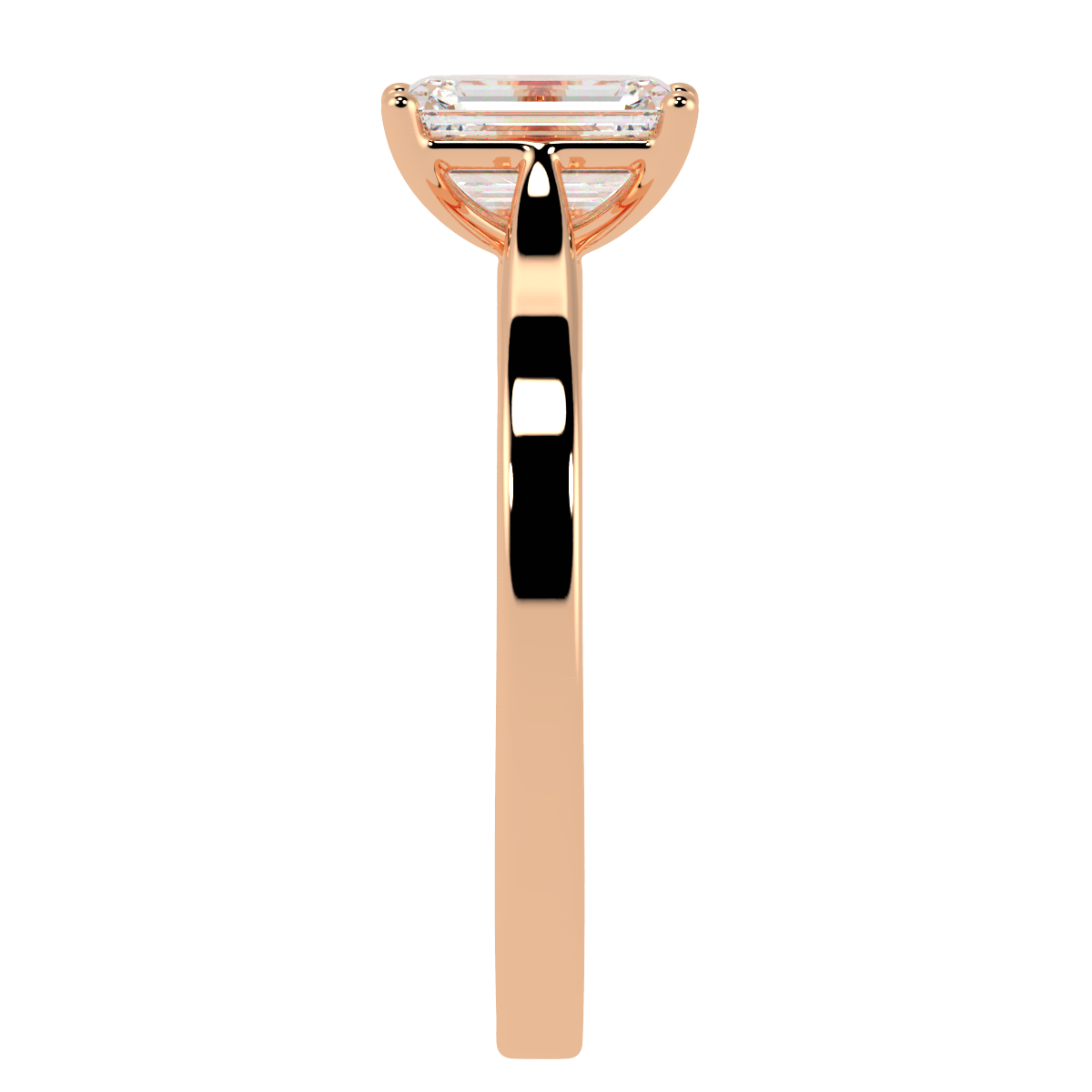 Emerald Cut Solitaire Ring Rose Gold Side View