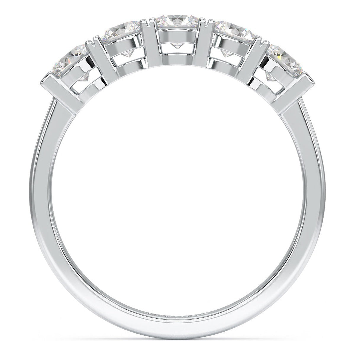 Basket Set Five Stone Ring in white gold or platinum, flat view