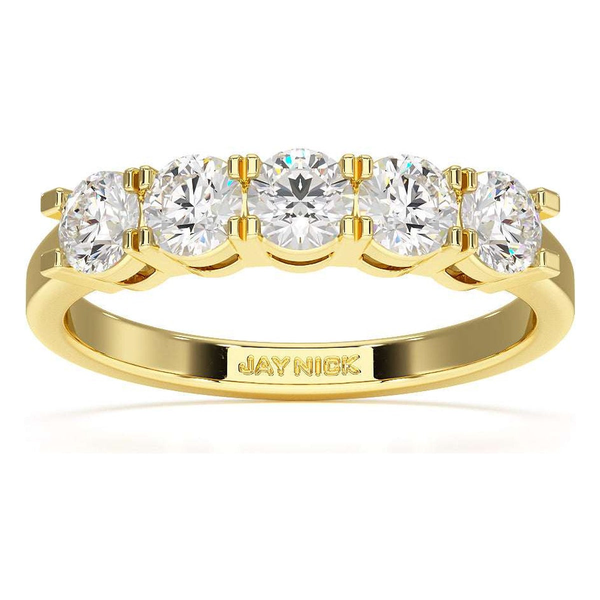 Basket Set Five Stone Ring in yellow gold, top view