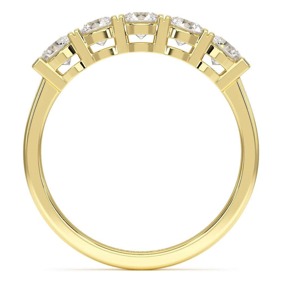 Basket Set Five Stone Ring in yellow gold, flat view