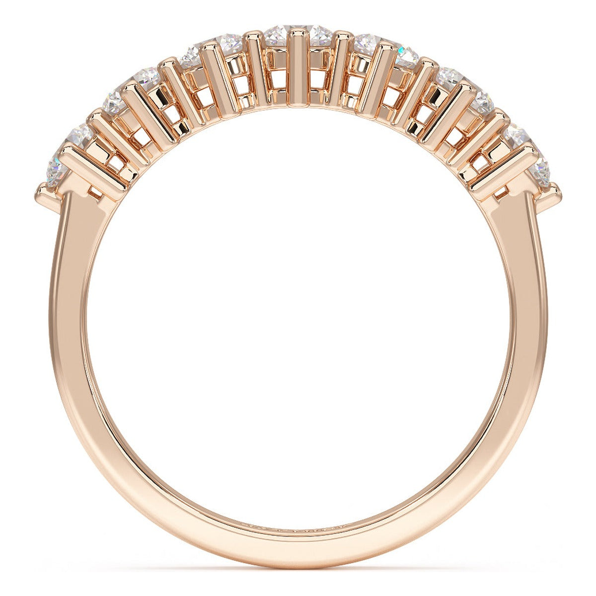 Round Cut Seven Stone Ring in rose gold, flat view