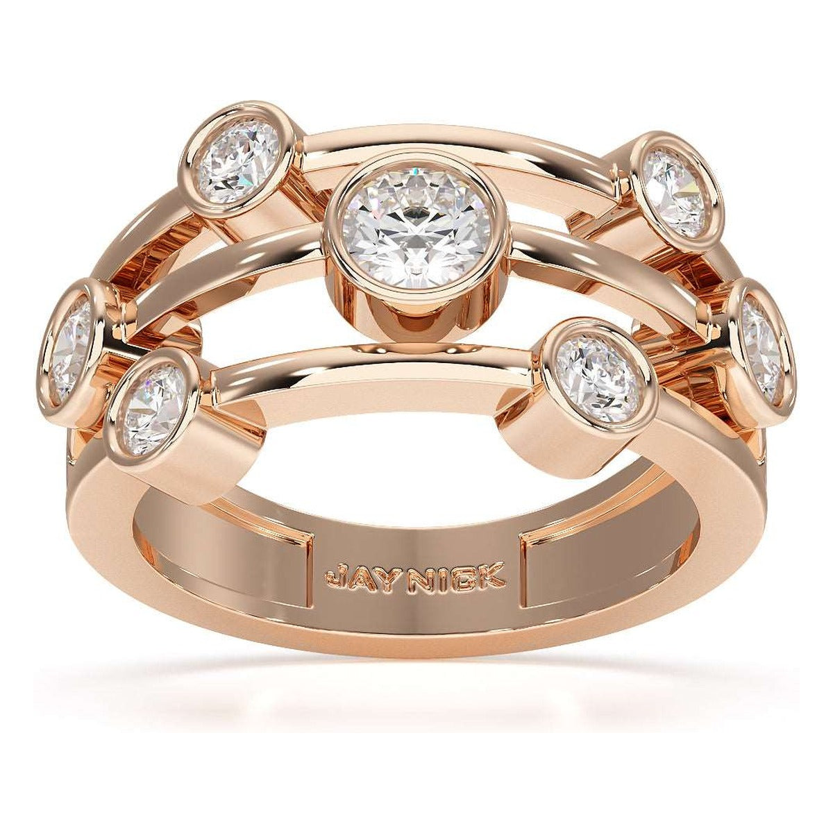 Bubble Seven Stone Ring in rose gold, top view