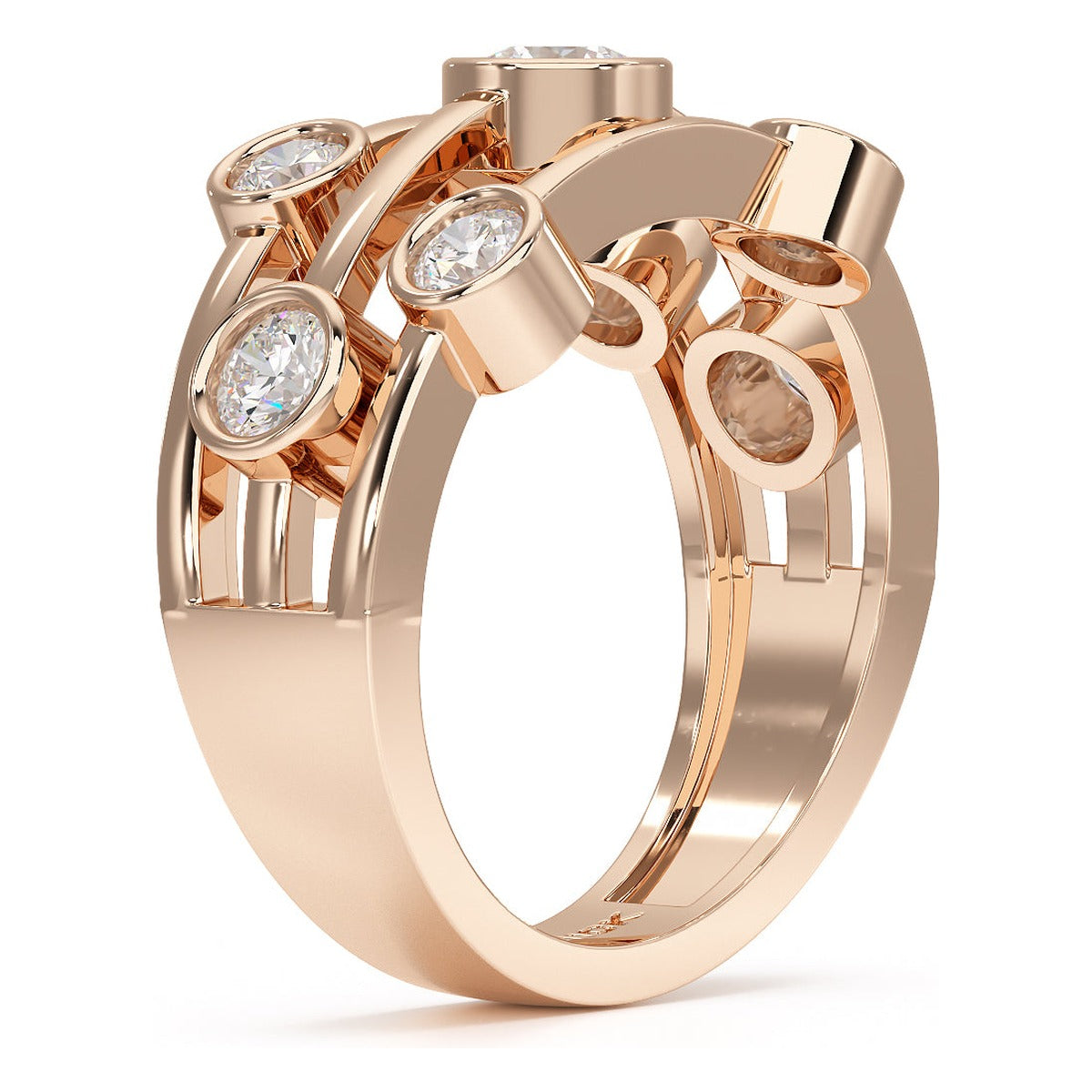 Bubble Seven Stone Ring in rose gold, side view