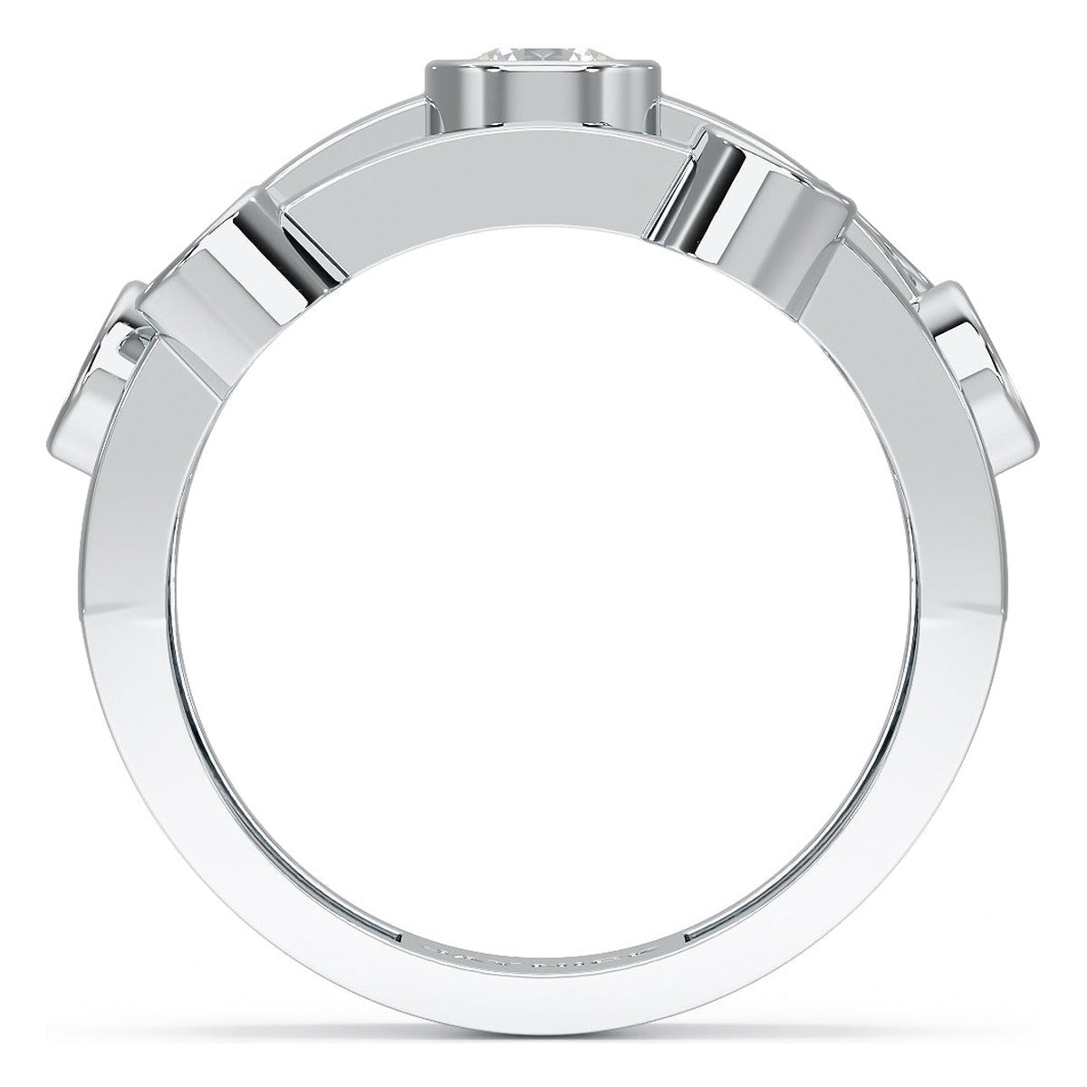 Bubble Seven Stone Ring in white gold or platinum, flat view