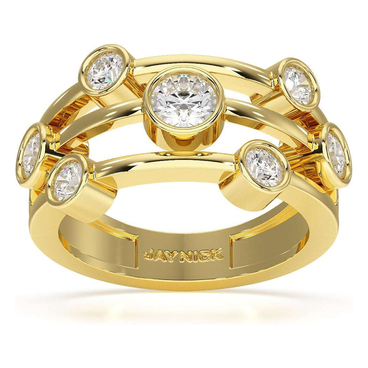 Bubble Seven Stone Ring in yellow gold, top view