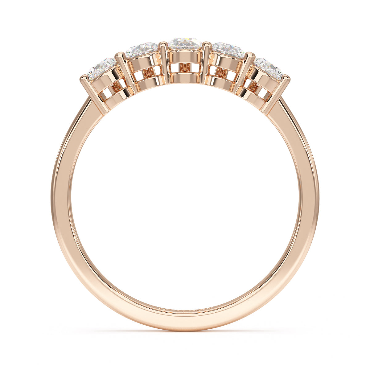 Pear Five Stone Rose Gold Ring Flat View