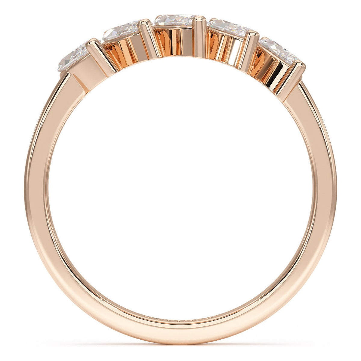 Marquise Cut Five Stone Ring in rose gold, flat view