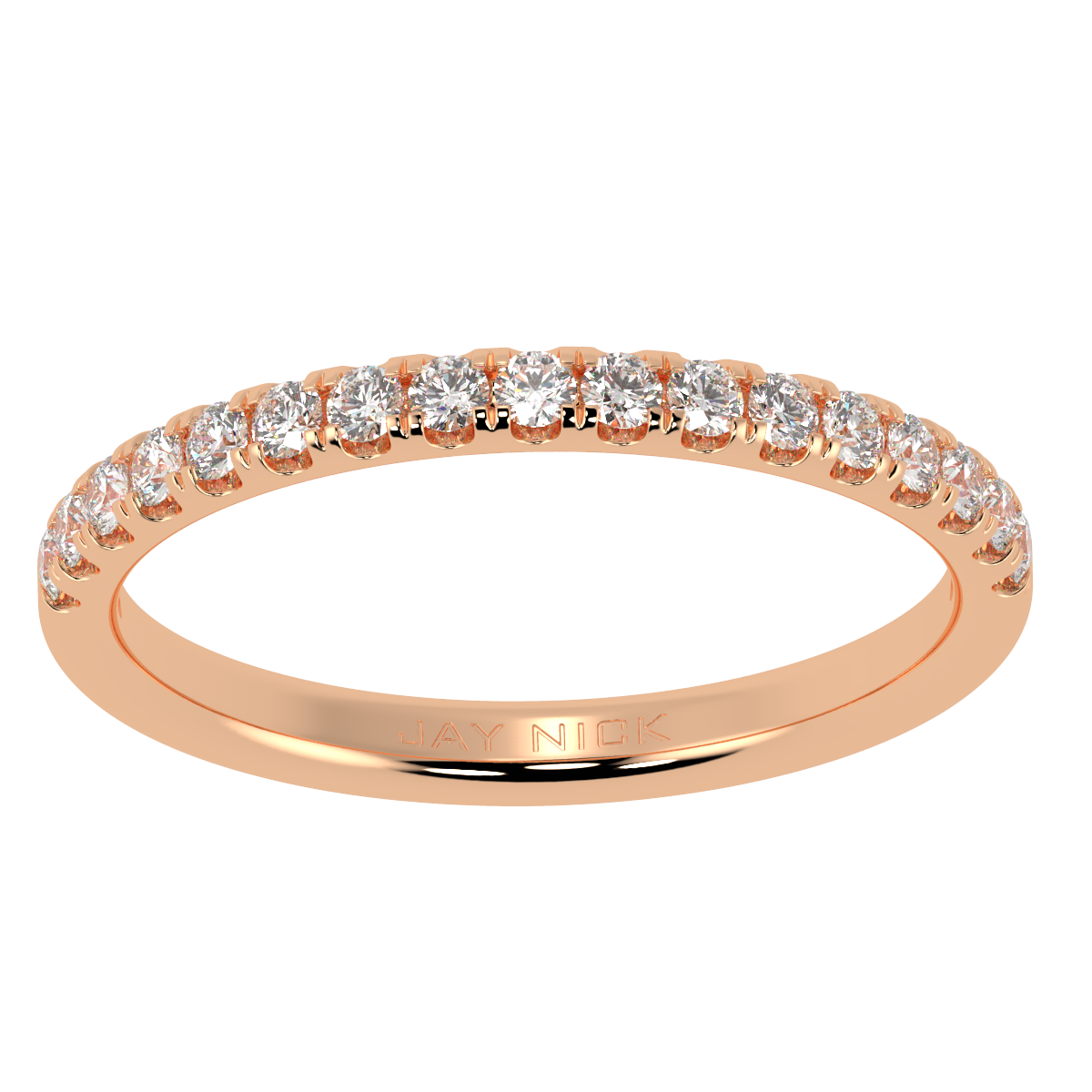 Petite Micro Set Half Eternity Ring in rose gold, top view