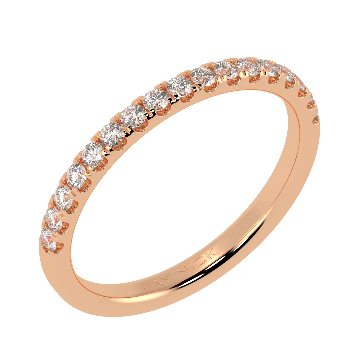 Petite Micro Set Half Eternity Ring in rose gold, perspective view