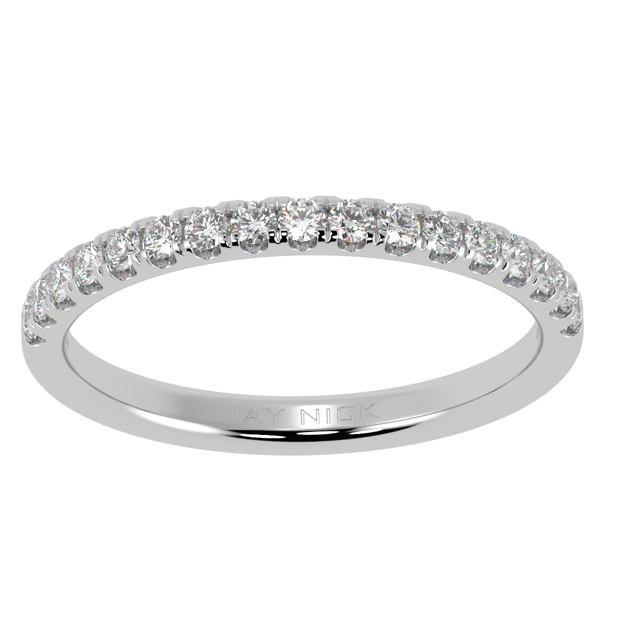 Petite Micro Set Half Eternity Ring in white gold or platinum, top view