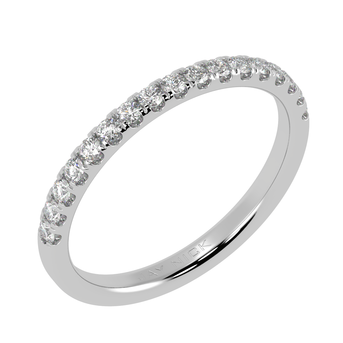 Petite Micro Set Half Eternity Ring in white gold or platinum, perspective view