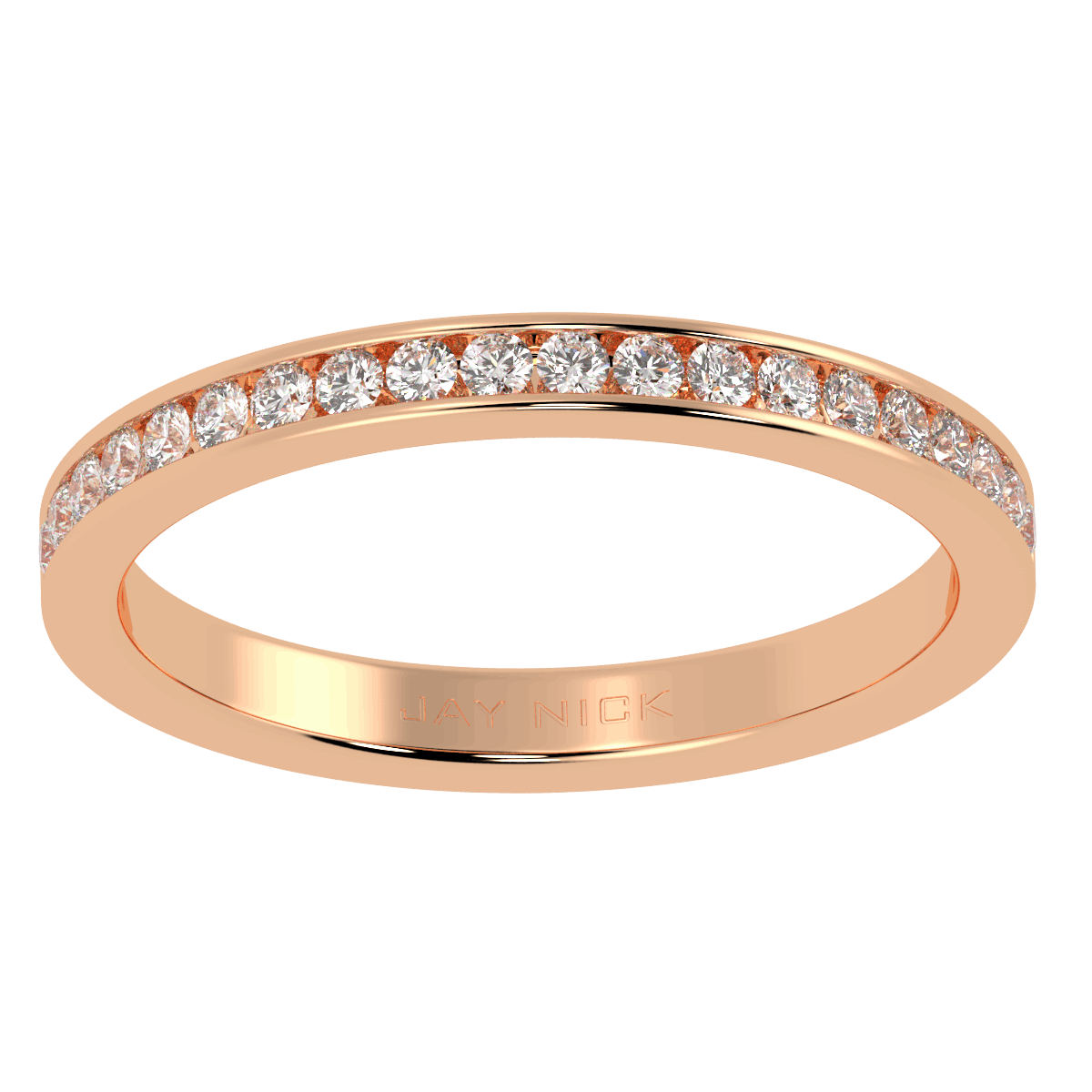 Channel Set Half Eternity Ring in rose gold, top view