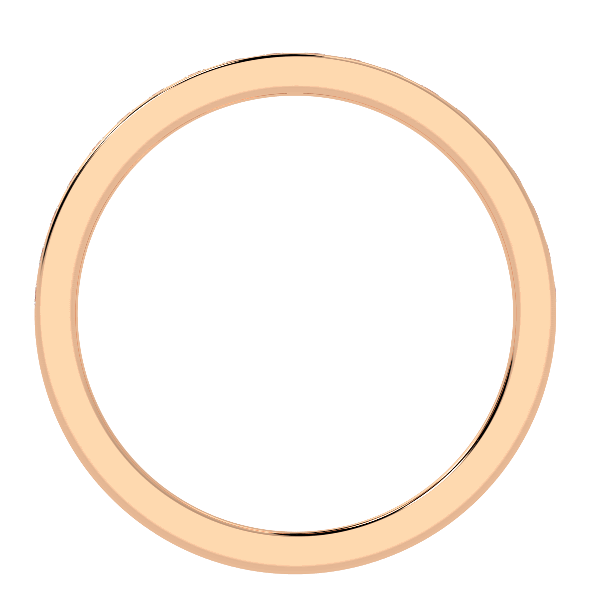 Channel Set Half Eternity Ring in rose gold, side view
