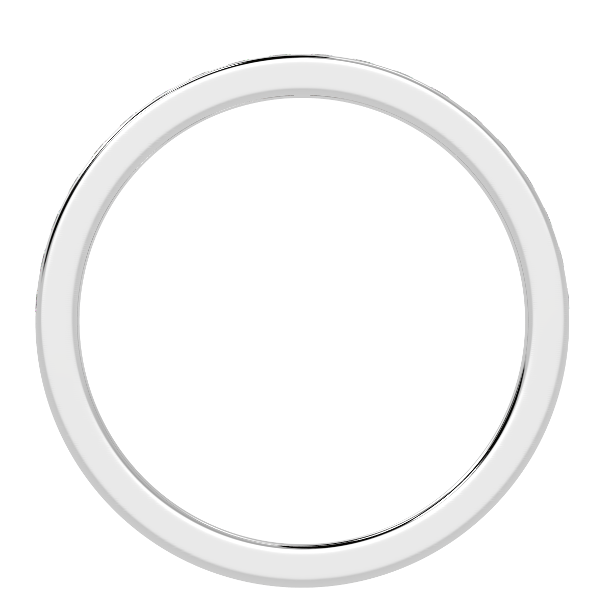 Channel Set Half Eternity Ring in white gold or platinum, side view