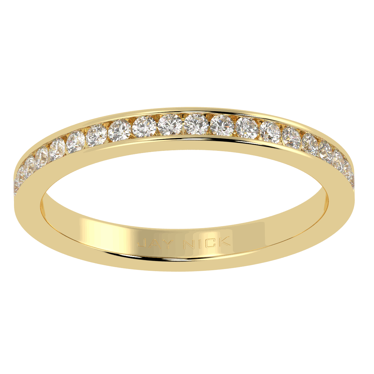 Channel Set Half Eternity Ring in yellow gold, top view