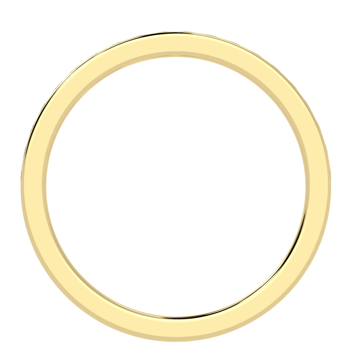 Channel Set Half Eternity Ring in yellow gold, side view