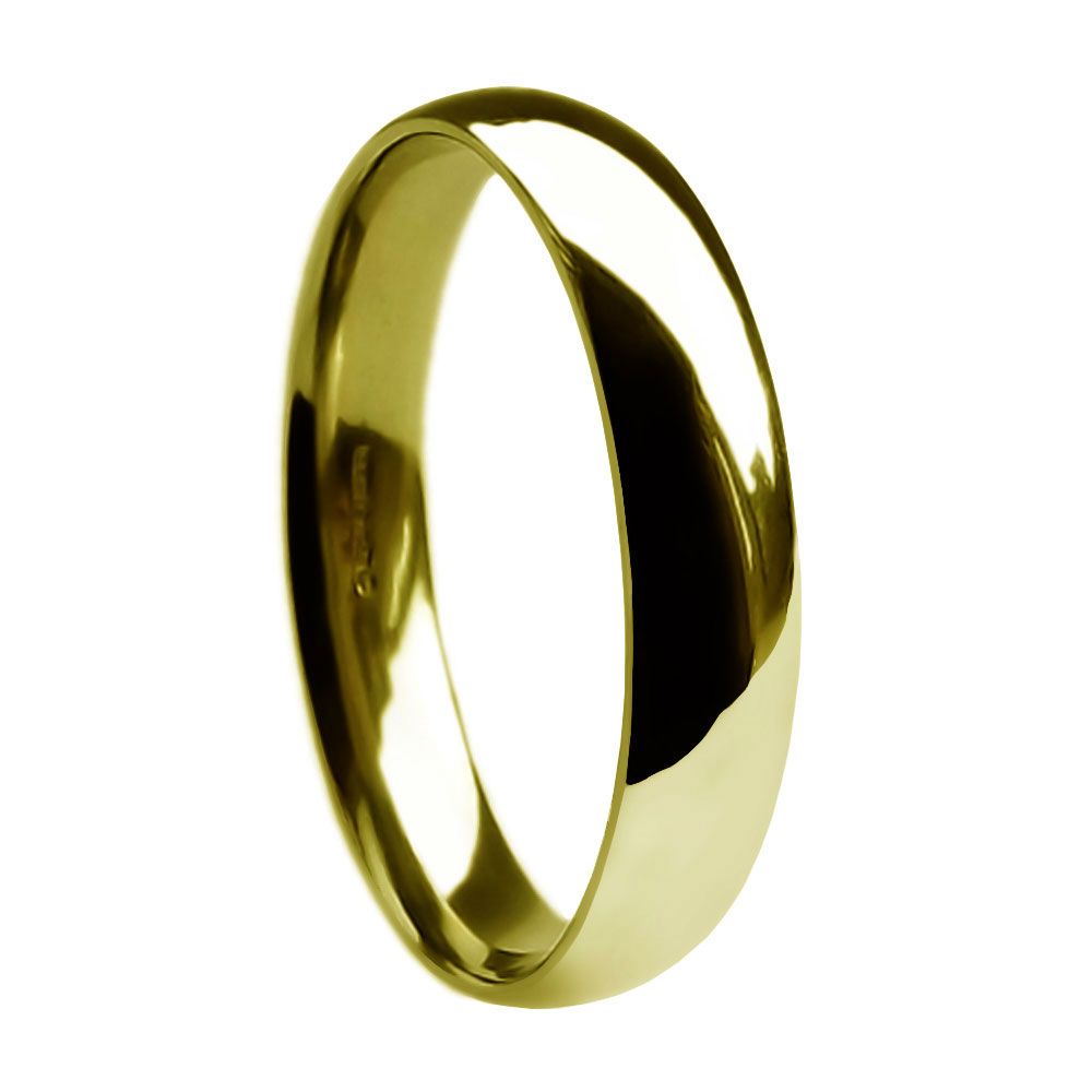 4mm Medium Court Shape Wedding Band 9K Yellow Gold
