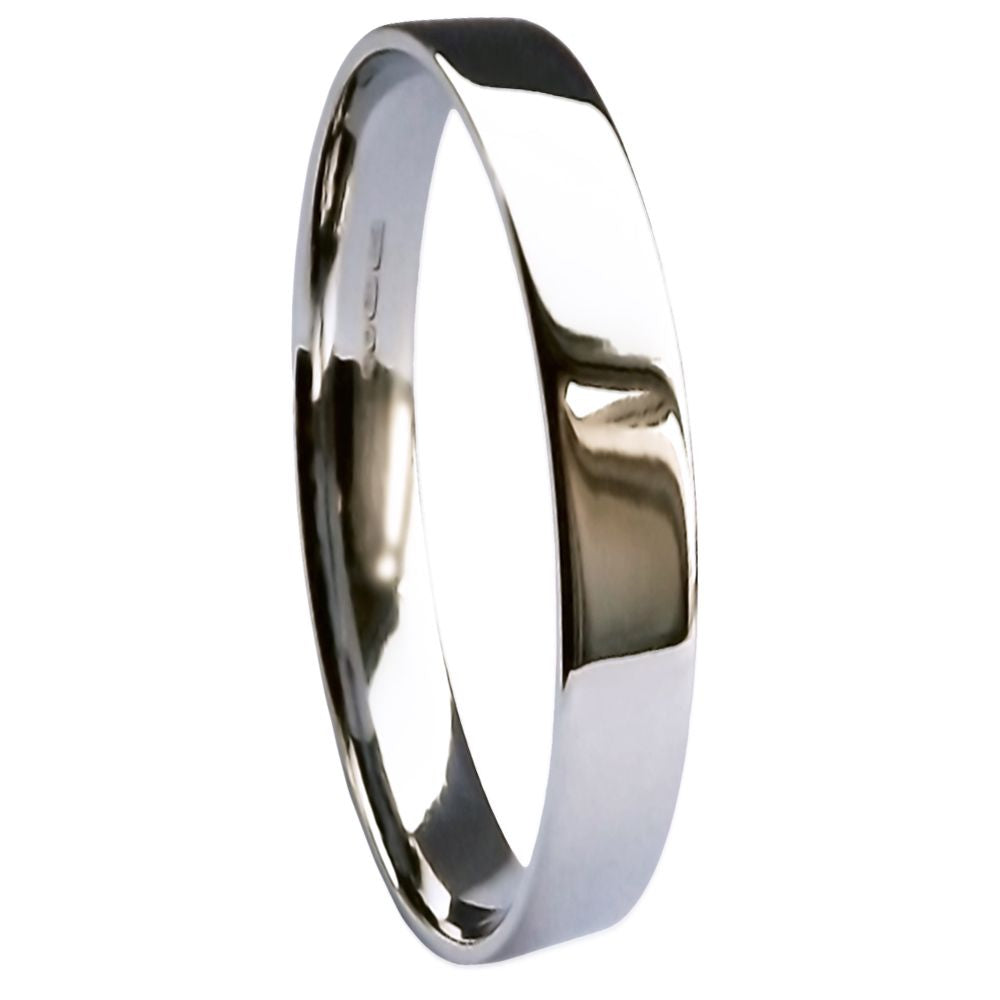 Medium Flat Court Shape Wedding Band in white gold