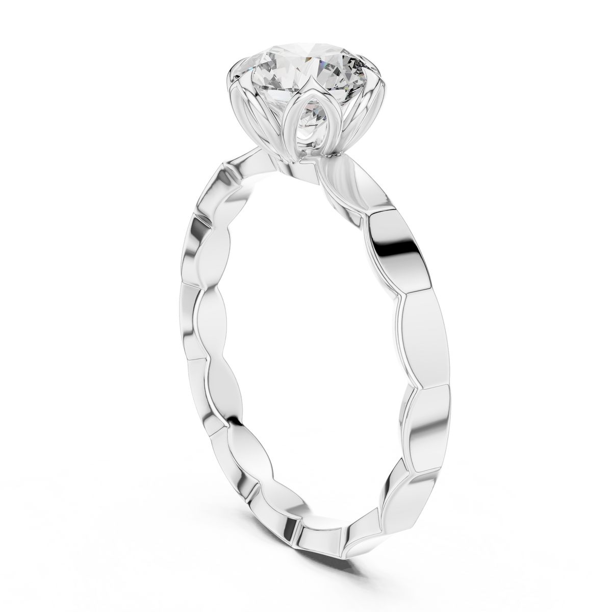 Floral Set Solitaire Ring