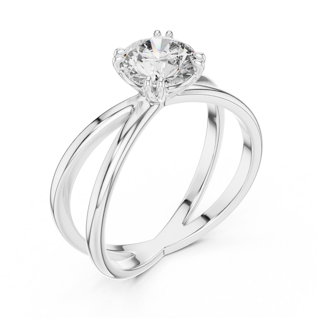 Crossover Solitaire Ring