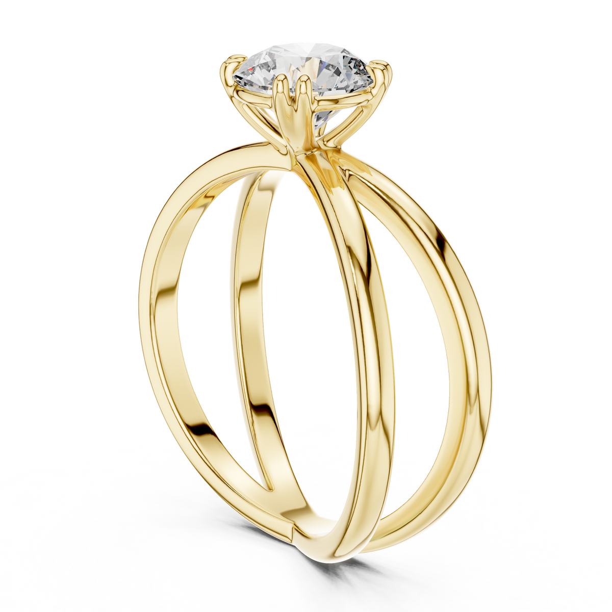 Crossover Solitaire Ring