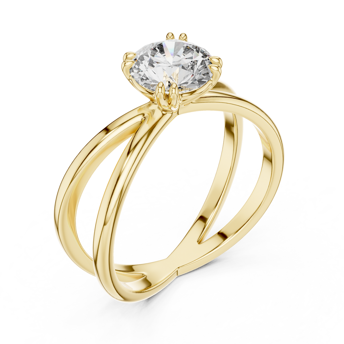 Crossover Solitaire Ring