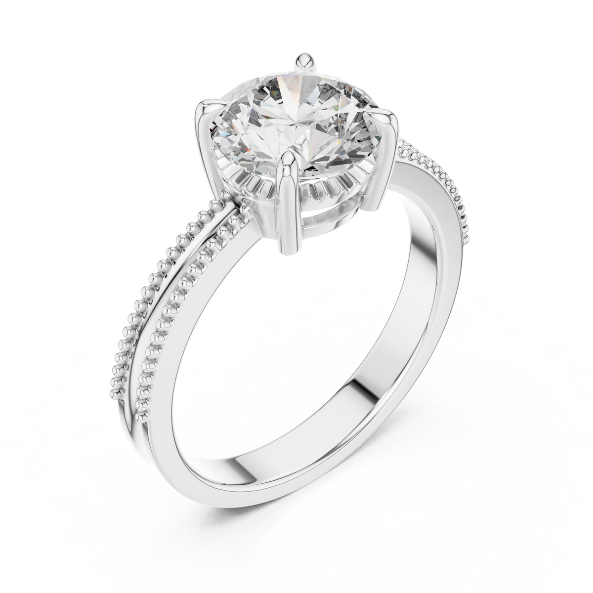 Double Beaded Solitaire Ring