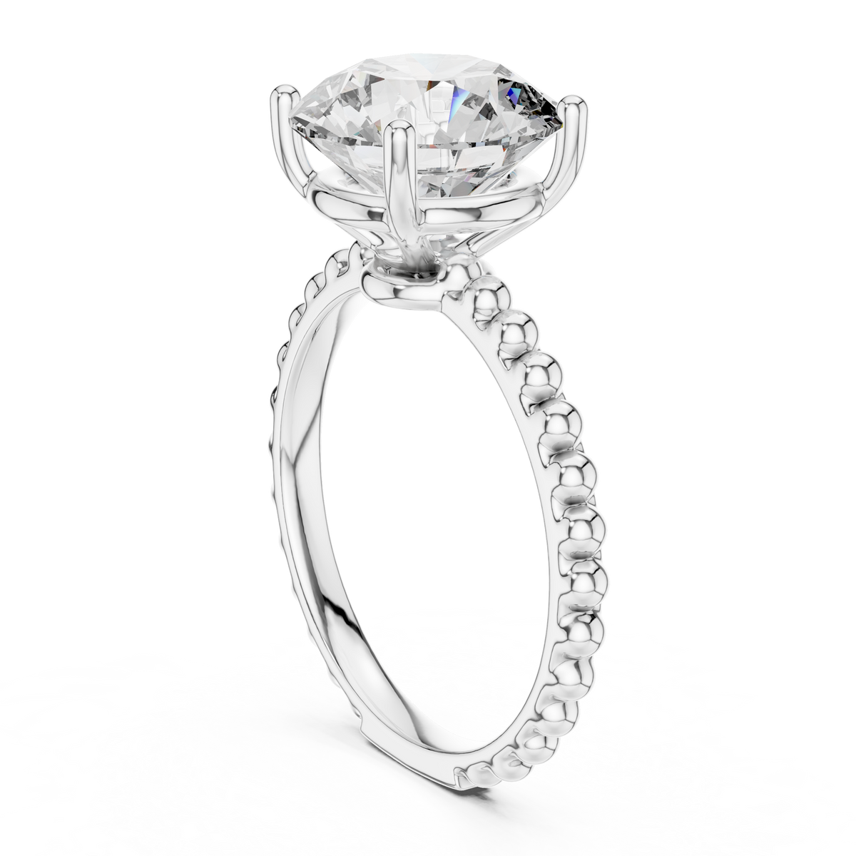 Ribbed Solitaire Ring