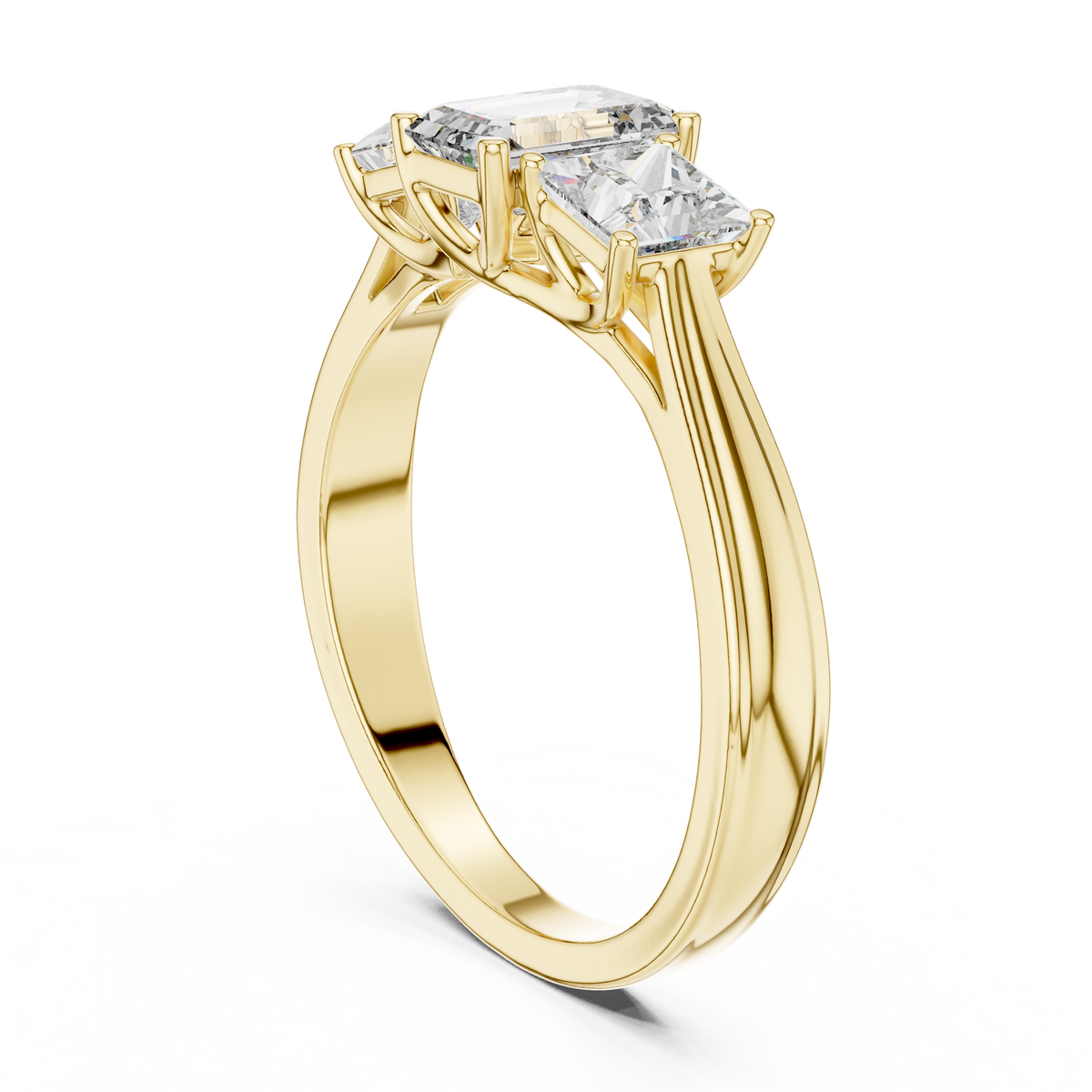 Emerald & Princess Three Stone Ring