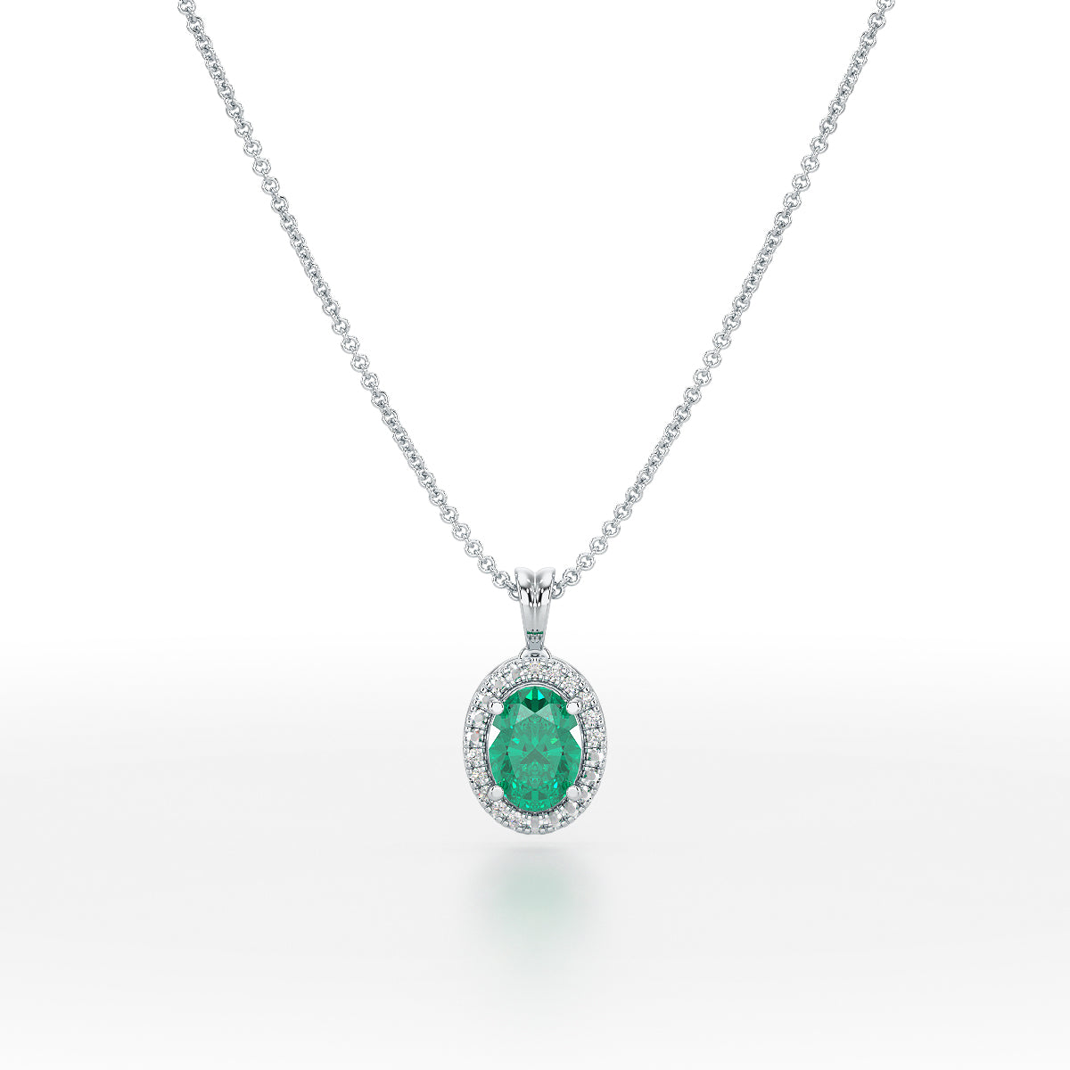 Large Oval Emerald Halo Pendant