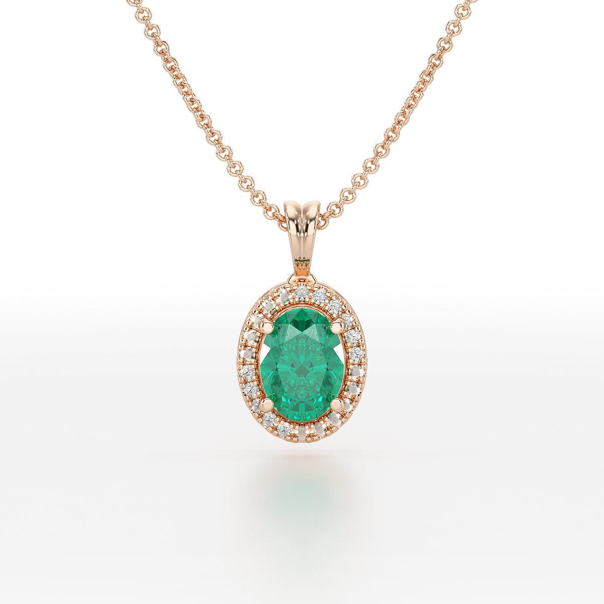 Large Oval Emerald Halo Pendant
