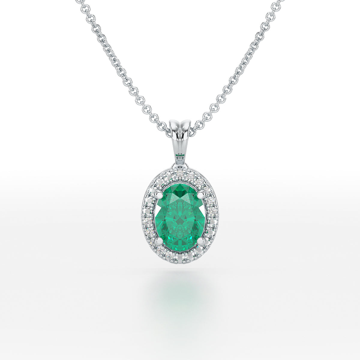 Large Oval Emerald Halo Pendant