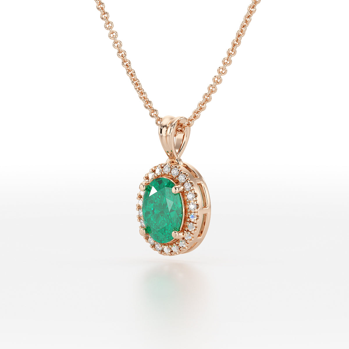 Large Oval Emerald Halo Pendant