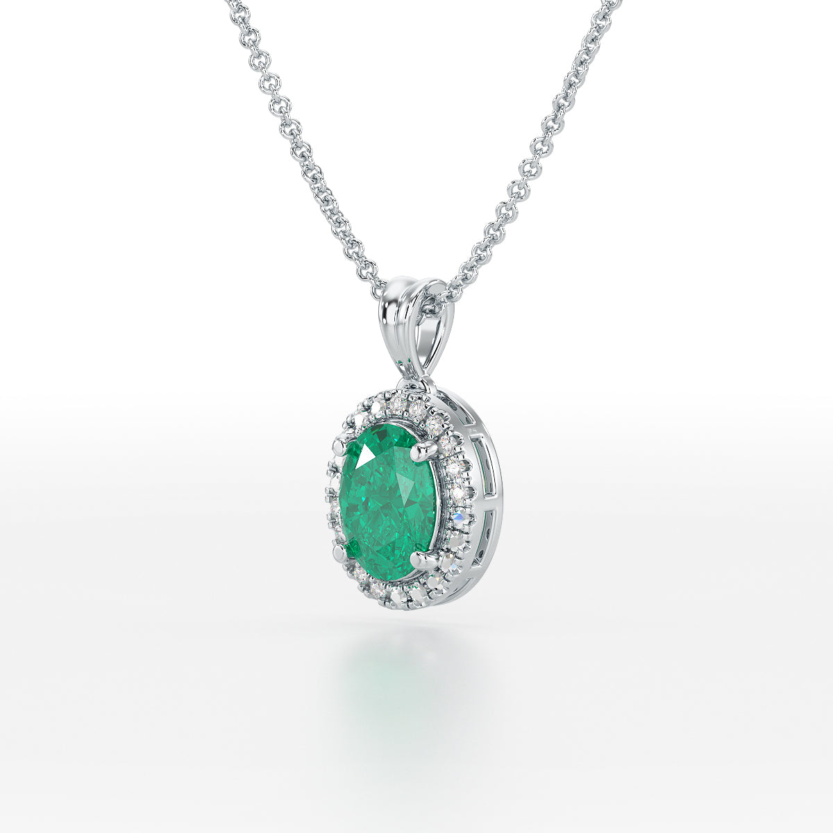 Large Oval Emerald Halo Pendant