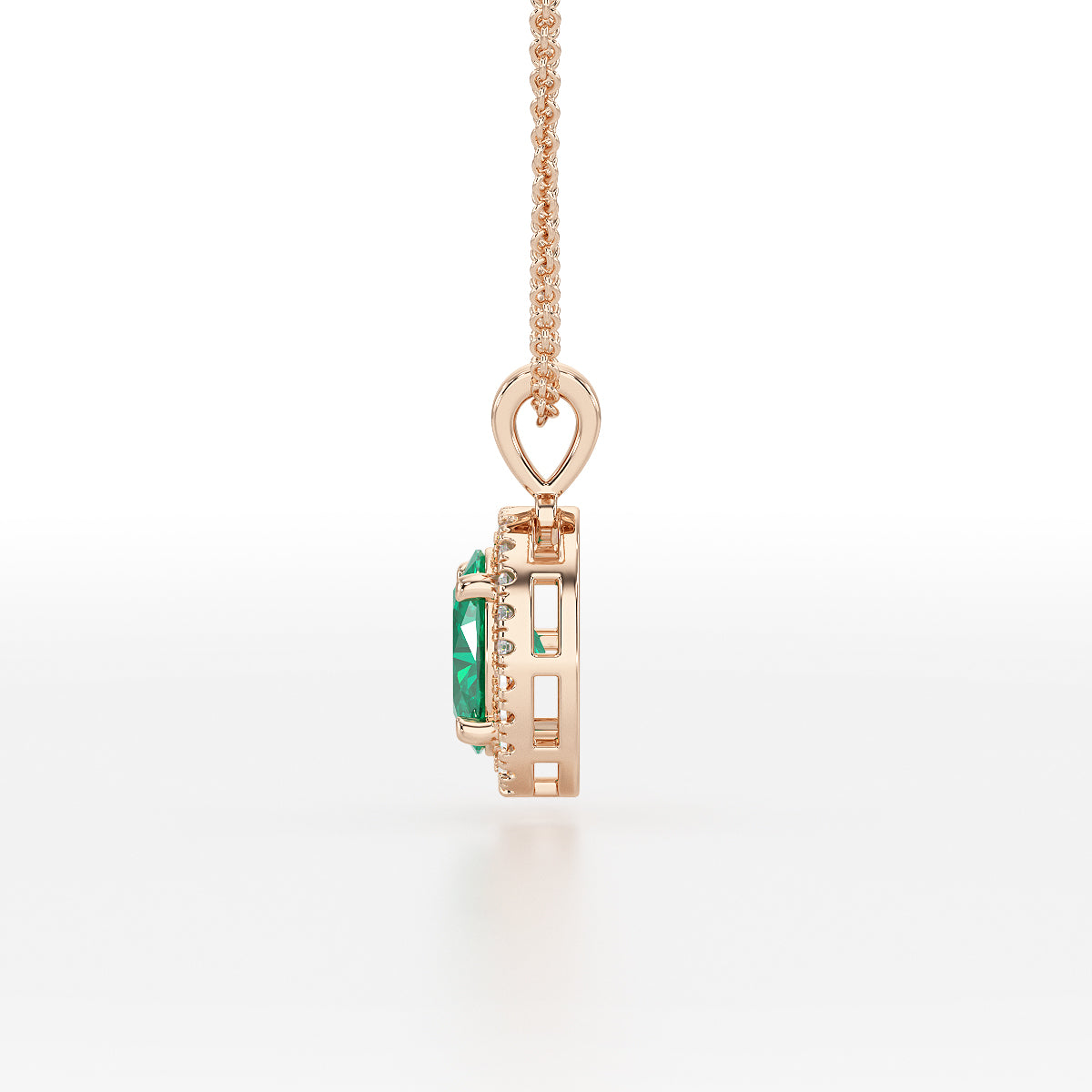 Large Oval Emerald Halo Pendant