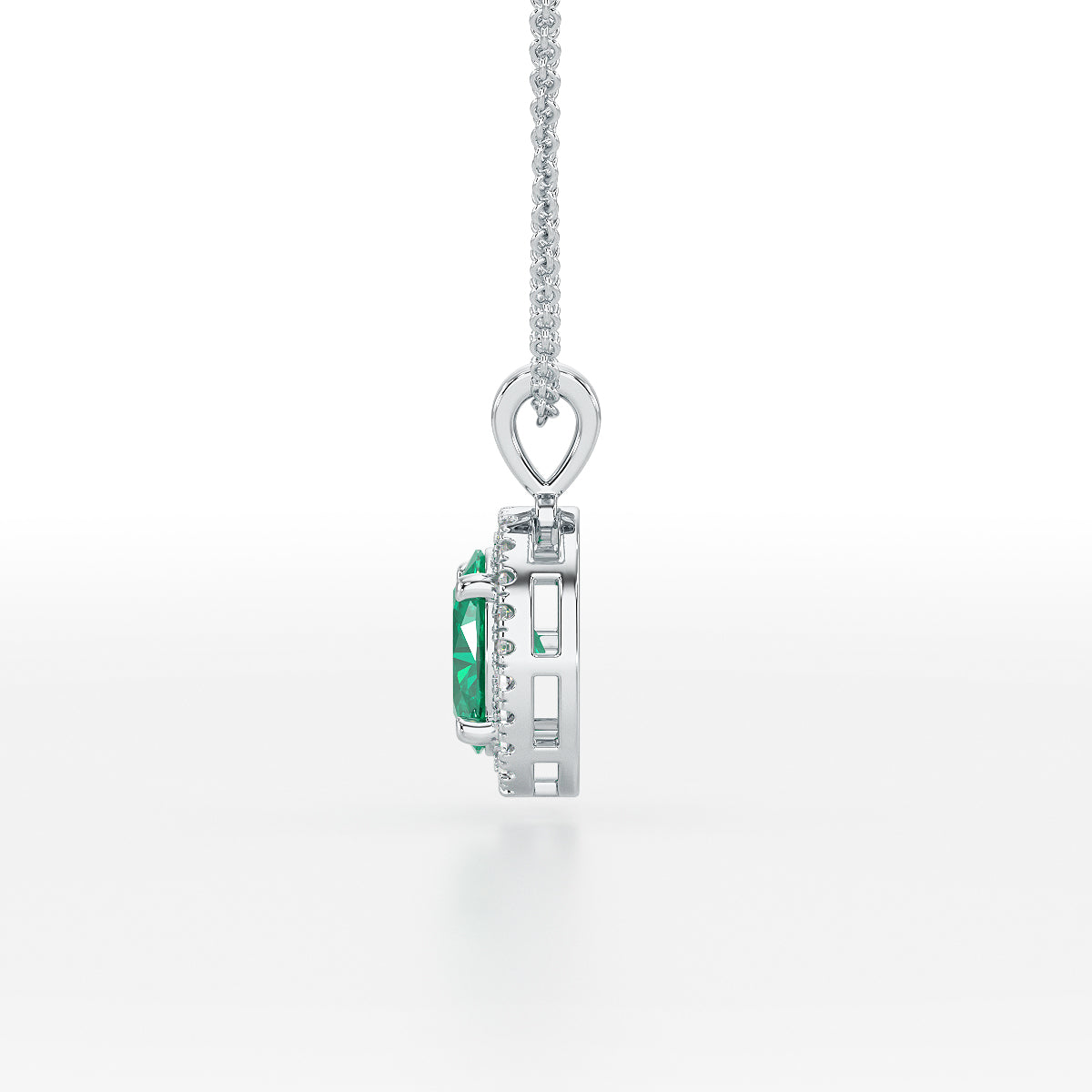 Large Oval Emerald Halo Pendant
