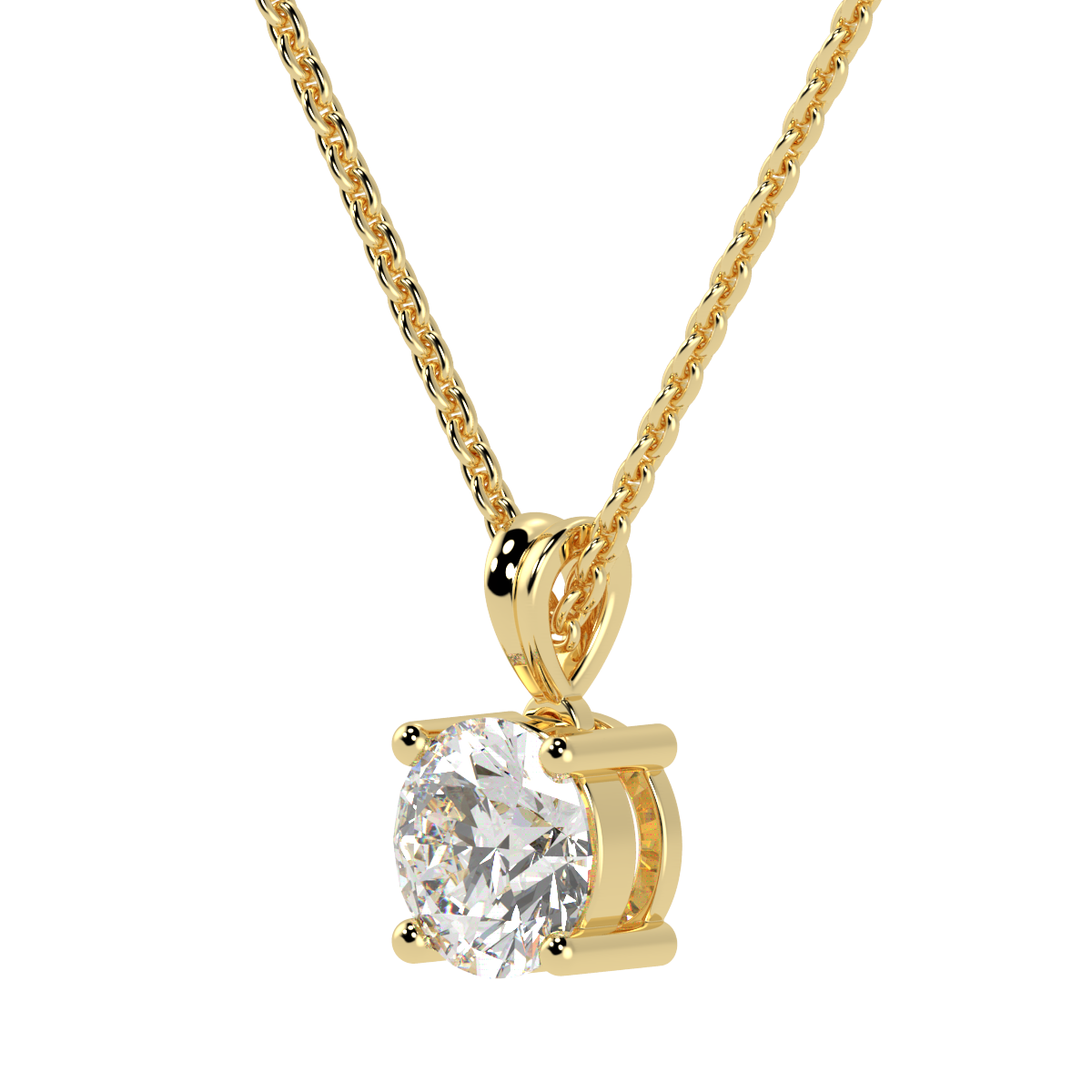0.25ct Round Solitaire Pendant 18K Yellow Gold