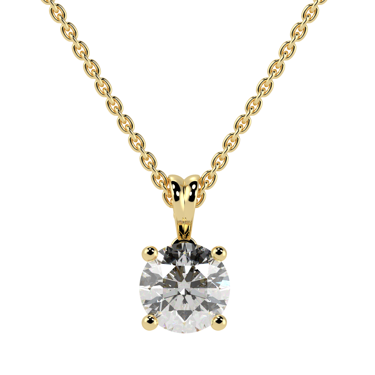 0.25ct Round Solitaire Pendant 18K Yellow Gold